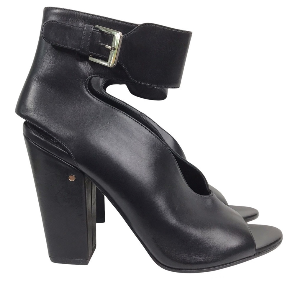 Laurence Dacade Leather Hope Open Toe Cutout Bootie Black Boot SIZE 10.5